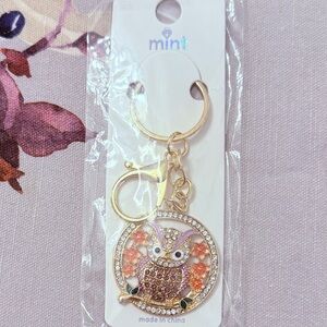Mint Gold Multicolored Owl Bag Charm Keychain